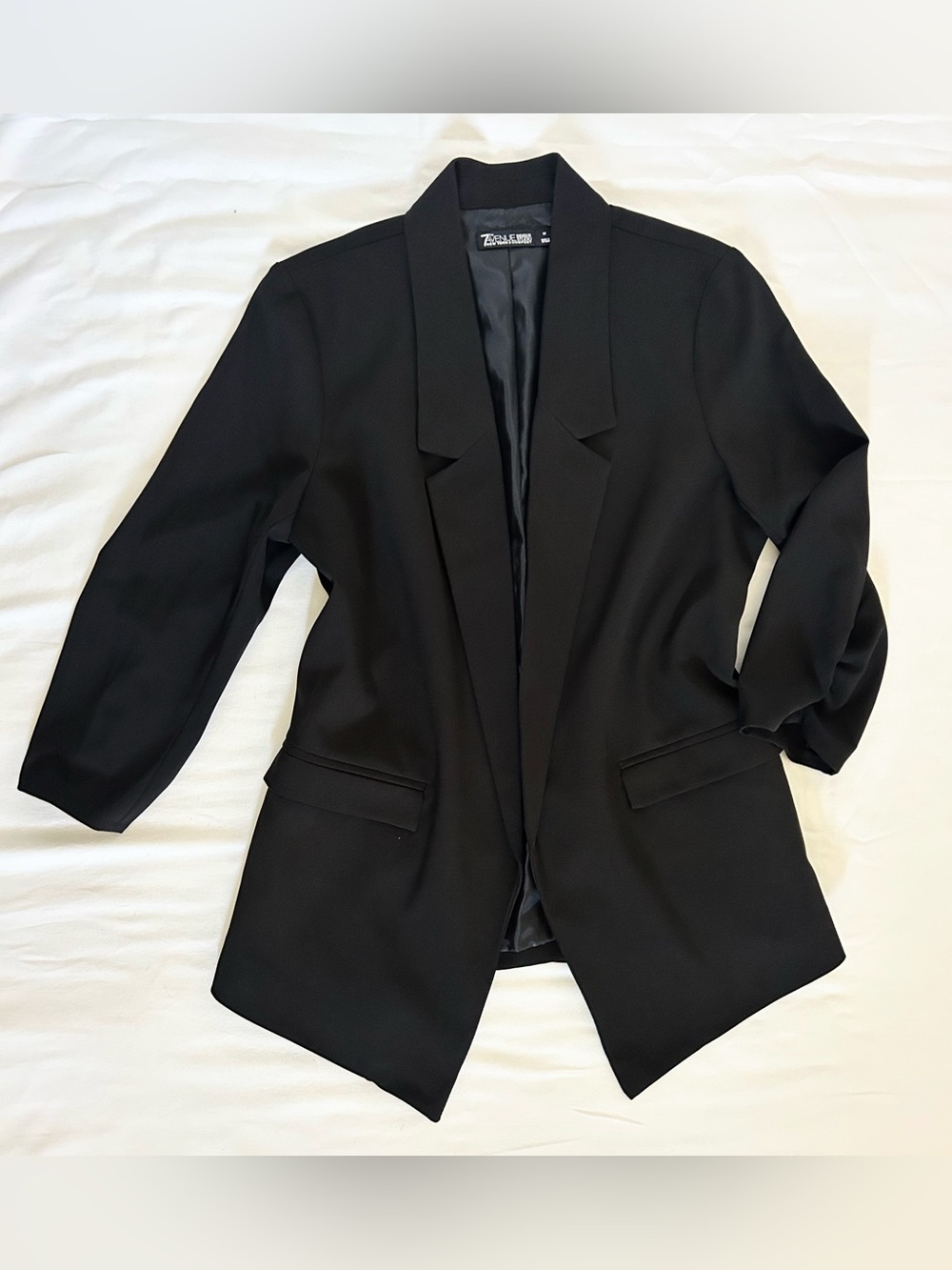 7th Avenue Design Studio NY&Co Women’s Black Lined Blazer M 3/4 Open